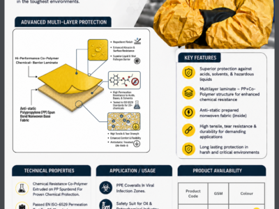HCB – High Chemical Barrier Laminate for protective coveralls